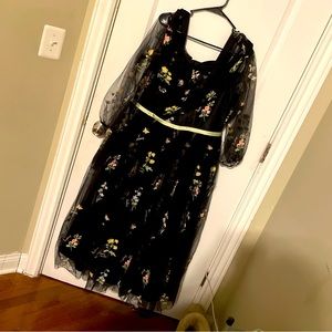 Black embroidered dress